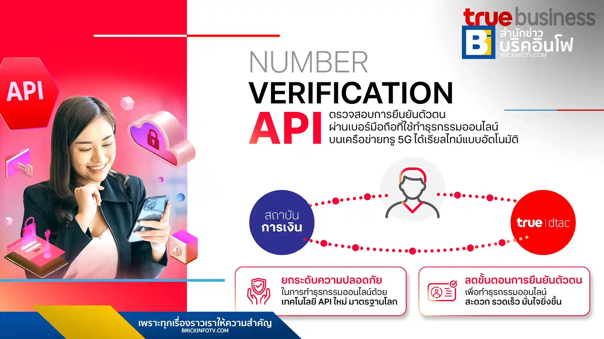 ทรูบิสิเนสและอีซี่บายร่วมกันเปิดตัว Number Verification API เชิงพาณิชย์เป็นครั้งแรกในประเทศไทยภายใต้กรอบ GSMA Open Gateway เพื่อยกระดับความปลอดภัยในการทำธุรกรรมออนไลน์ผ่านยูเมะพลัส แอปพลิเคชันบนเครือข่ายทรู 5G ลดความเสี่ยงจากมิจฉาชีพ