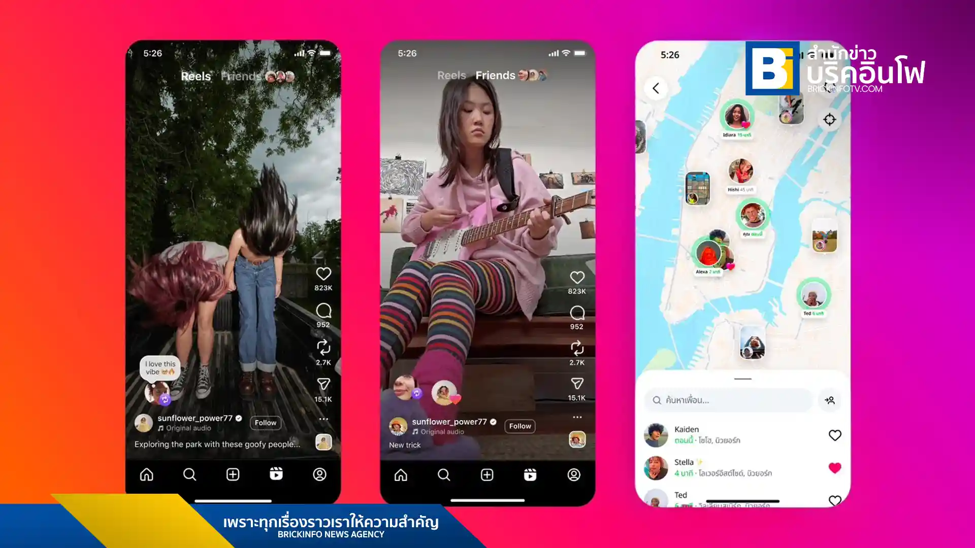 Instagram เปิดตัวฟีเจอร์ใหม่ 3 อย่างในประเทศไทย ได้แก่ Instagram Map, Repost และแท็บ Friends บน Reels ซึ่งทั้งหมดถูกออกแบบมาเพื่อช่วยให้ผู้ใช้ชาวไทยสามารถเชื่อมต่อและแบ่งปันเรื่องราวกับเพื่อนได้ง่ายขึ้น