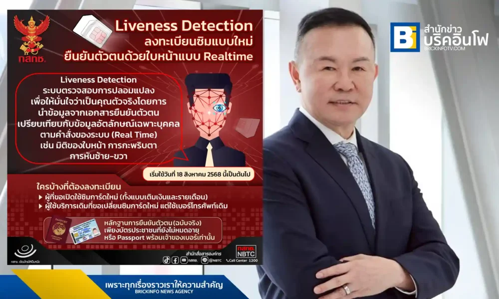 กสทช. ประกาศใช้เทคโนโลยี Liveness Detection ในการลงทะเบียนซิมการ์ดใหม่ทั่วประเทศ เริ่ม 18 ส.ค. 2568 เพื่อป้องกันการสวมรอยและภัยไซเบอร์ ยกระดับความปลอดภัยให้ผู้ใช้บริการโทรศัพท์มือถือ