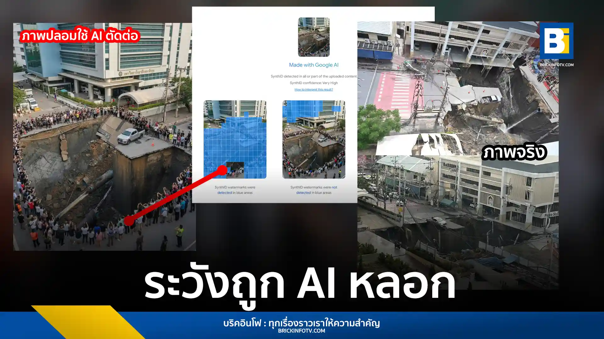 สมาคมผู้ผลิตข่าวออนไลน์ชี้แจง ภาพแชร์ถนนทรุดตัวหน้าโรงพยาบาลวชิรพยาบาลเป็นภาพปลอมที่สร้างขึ้นด้วย AI ขอประชาชนระมัดระวังการแชร์ข้อมูลที่อาจสร้างความเข้าใจผิด
