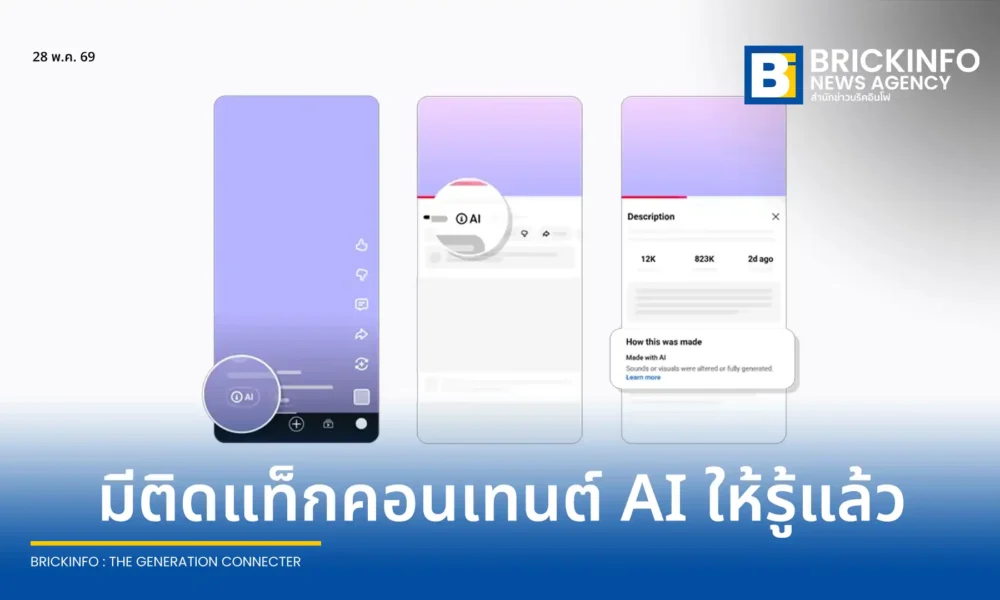 ยูทูบ YouTube ประกาศเพิ่มระบบตรวจจับ AI อัตโนมัติ เพื่อติดป้ายเตือนบนวิดีโอและ Shorts ที่ใช้ปัญญาประดิษฐ์สร้างเนื้อหาสมจริง เพิ่มความโปร่งใสแก่ผู้ชม
