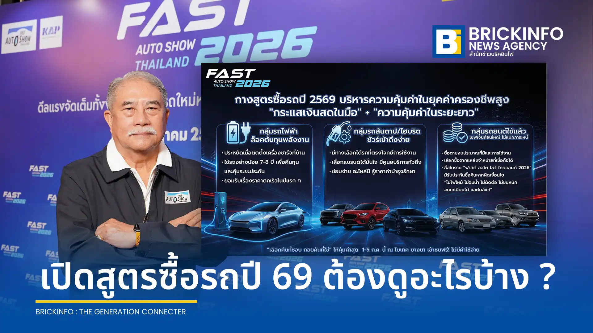 เปิดมุมมองประธานจัดงาน FAST Auto Show Thailand 2026 แนะเทคนิค เลือกซื้อรถยนต์ 2569 รับมือยุคค่าครองชีพสูง เจาะลึกความคุ้มค่าทั้งรถ EV รถสันดาป และรถมือสอง