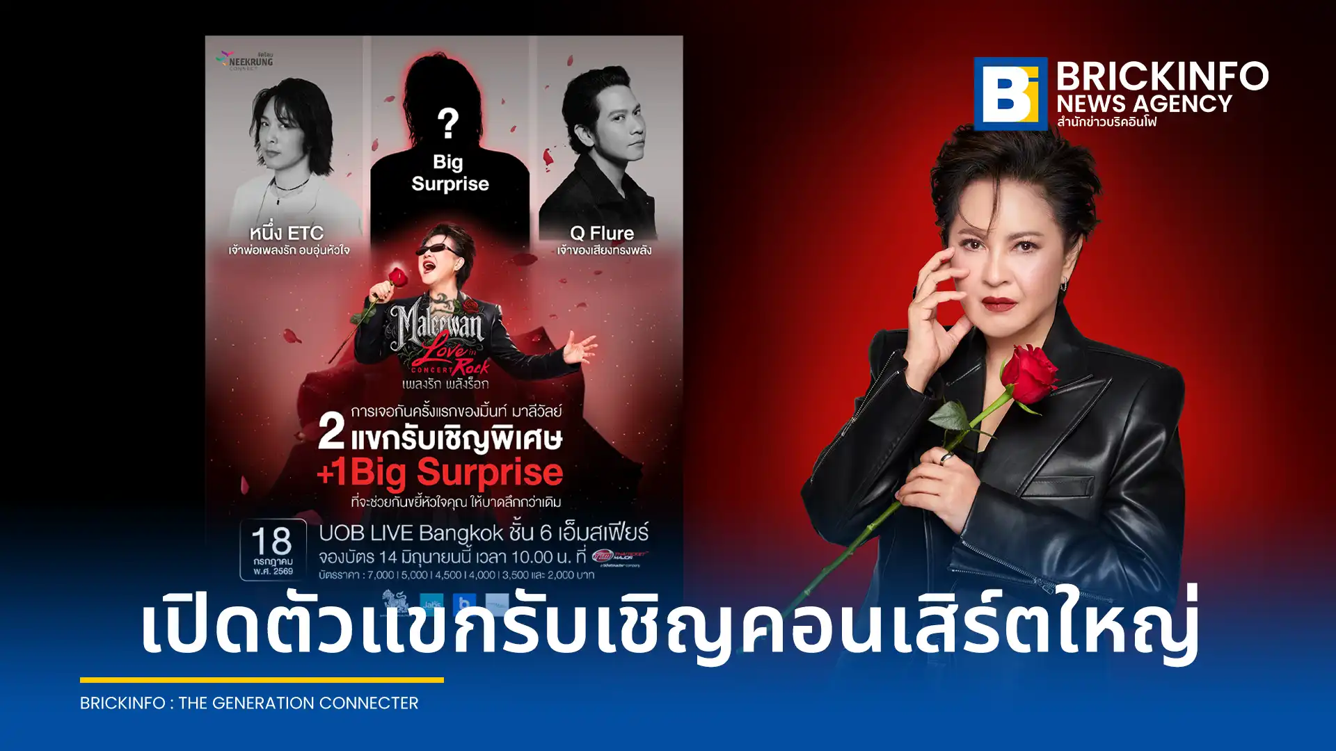มิ้นท์ มาลีวัลย์ เจมีน่า เตรียมจัดคอนเสิร์ตใหญ่ Maleewan Love in Rock Concert เพลงรัก พลังร็อก ดึง หนึ่ง ETC และ คิว วงฟลัว ร่วมเวที เปิดจำหน่ายบัตร 14 มิ.ย. นี้