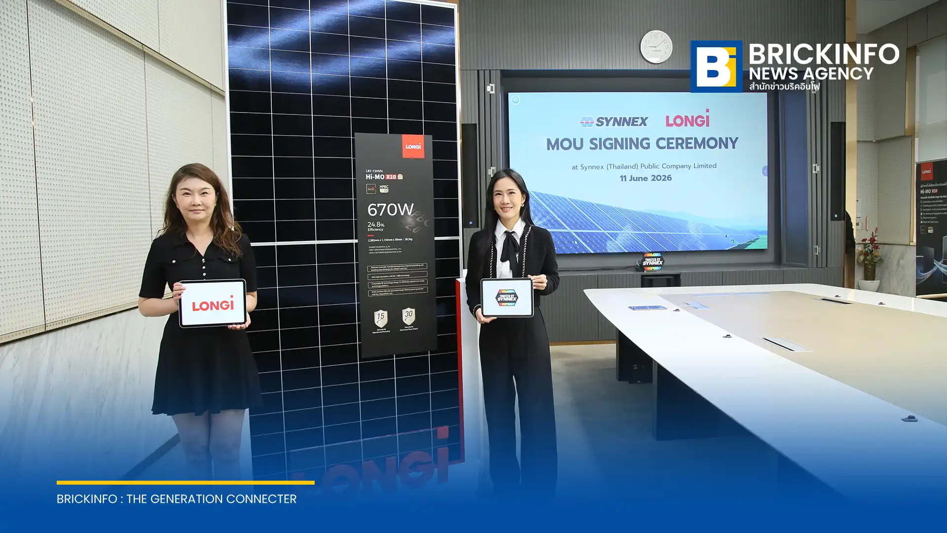 บริษัท ซินเน็ค (ประเทศไทย) จำกัด (มหาชน) หรือ SYNNEX จับมือ LONGi นำร่องเทคโนโลยีแผงโซลาร์เซลล์ Back Contact รุกตลาดพลังงานสะอาดในประเทศไทย พร้อมให้บริการครบวงจรตอบโจทย์ทั้งบ้านพักอาศัยและภาคธุรกิจ