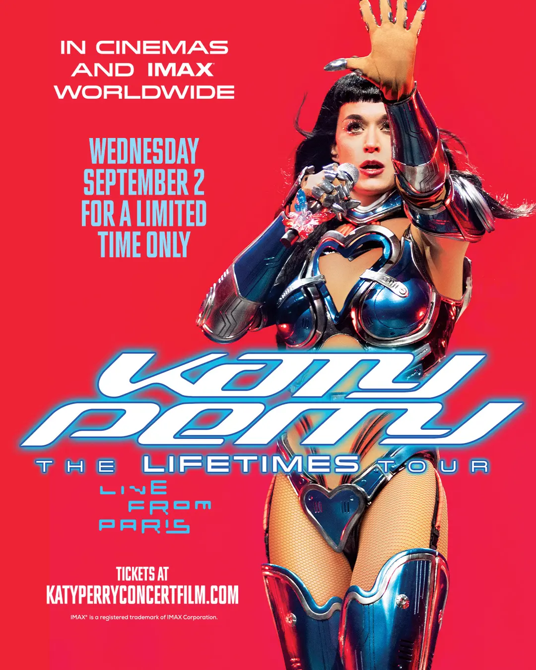 Katy Perry เตรียมส่งภาพยนตร์คอนเสิร์ต Katy Perry: The Lifetimes Tour - Live from Paris เข้าฉายในโรงภาพยนตร์และระบบ IMAX ทั่วโลก รวมถึงประเทศไทย 2 กันยายน 2569 นี้
