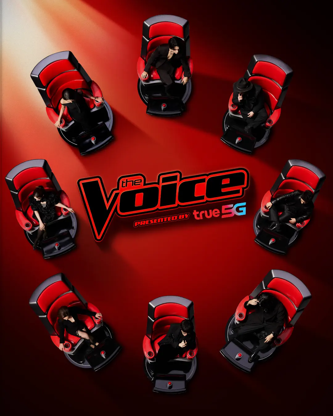 The Voice Thailand เผยภาพเก้าอี้โค้ชสีแดง 8 ตัว ภายใต้คอนเซปต์ The Voice TRUEgether เตรียมแถลงข่าวเปิดตัวโค้ชและรูปแบบใหม่ 2 กันยายน 2569 ที่ EMSPHERE