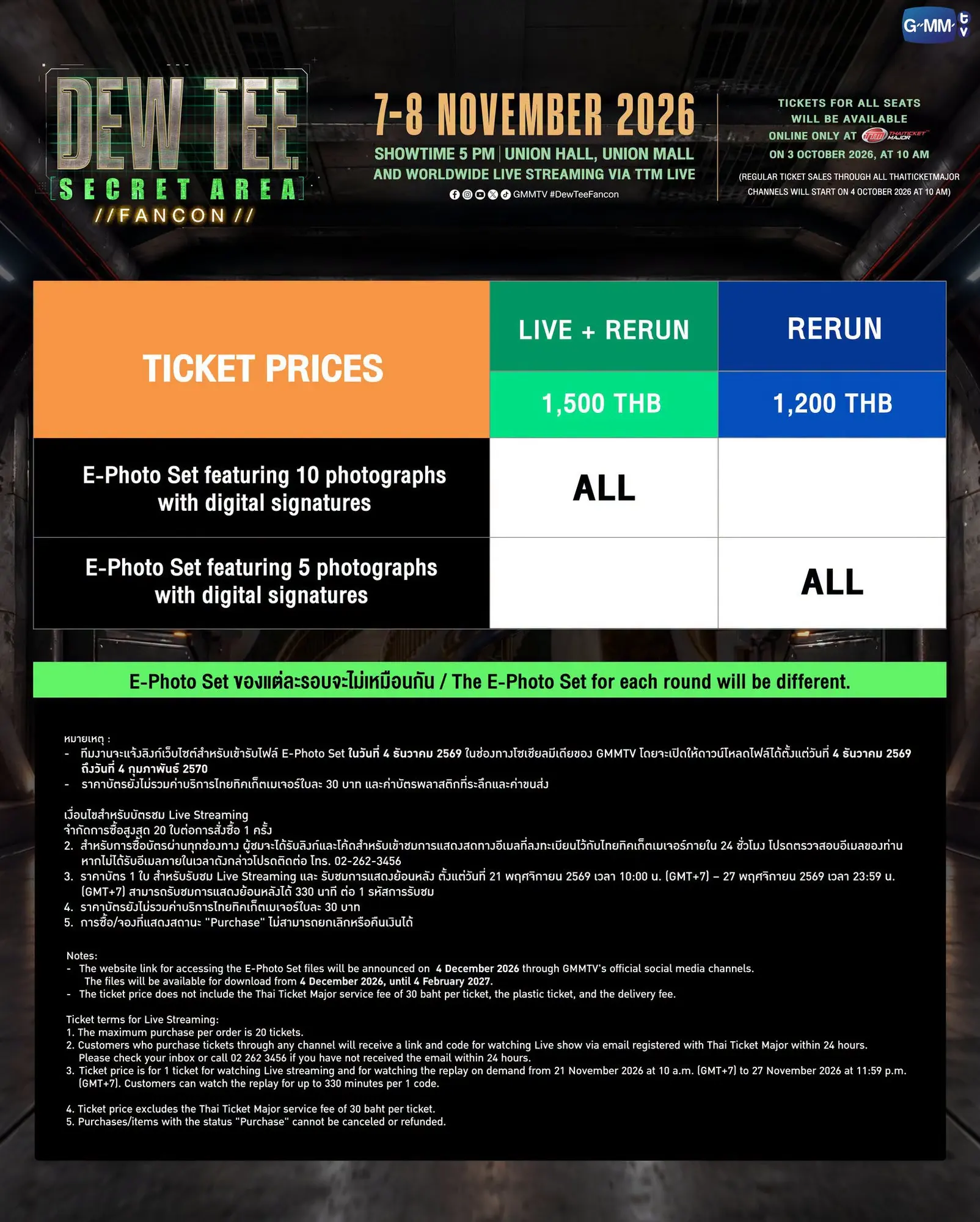 โปสเตอร์งาน DEW TEE SECRET AREA FANCON ดิว จิรวรรตน์ และ ธี ธีรเดช