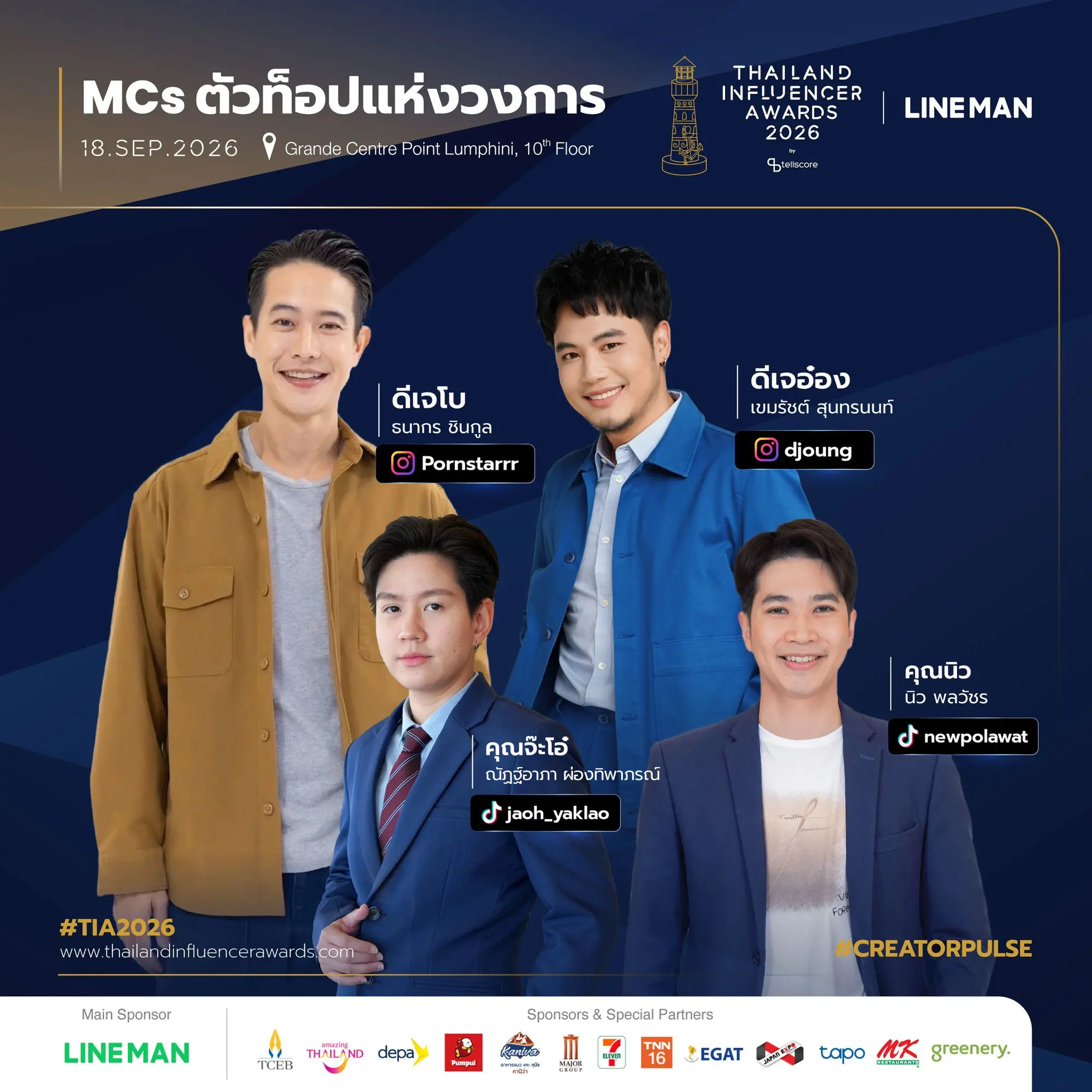 เทลสกอร์เตรียมจัดงานมอบรางวัล Thailand Influencer Awards 2026 ภายใต้แนวคิด CREATOR PULSE รวม 54 ครีเอเตอร์เข้าชิงรางวัล และ 36 สาขาแคมเปญแบรนด์ยอดเยี่ยม