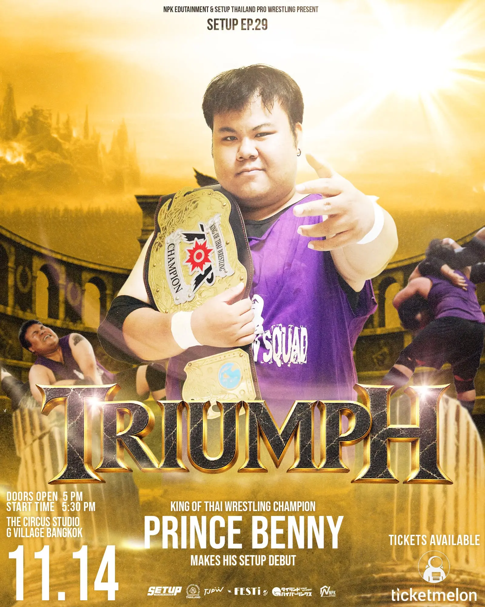 สมาคมมวยปล้ำ SETUP Thailand Pro Wrestling เตรียมจัดศึกใหญ่ส่งท้ายปี 2026 รายการ SETUP EP.29 TRIUMPH วันที่ 14 พฤศจิกายนนี้ ที่ The Circus Studio กรุงเทพฯ
