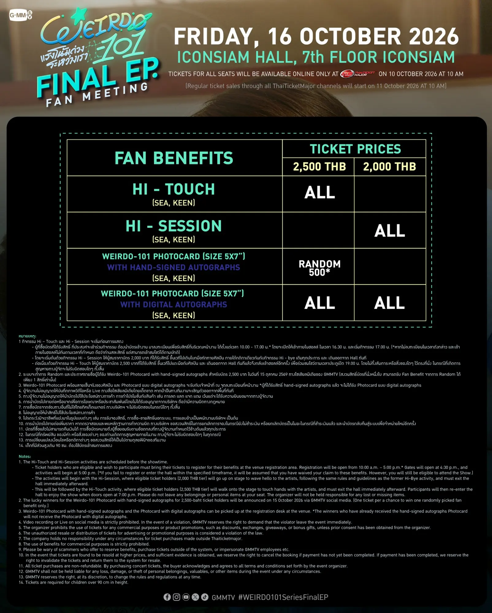 โปสเตอร์ประชาสัมพันธ์งาน Weirdo-101 Final EP. FAN MEETING นำโดย ซี เดชชาติ และ คีน สุวิจักขณ์